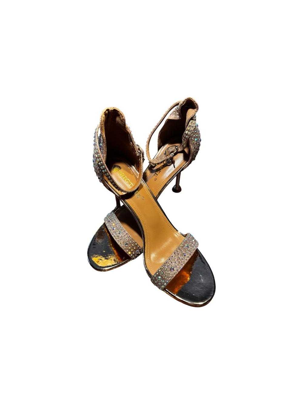 Women's Glitter Ankle-Strap 2.5 High Heel Sandals  sz 39